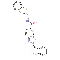 518355-63-0 (2E)-N-(1-benzothiophen-2-ylmethyl)-2-(1,2-dihydroindazol-3-ylidene)benzimidazole-5-carboxamide chemical structure