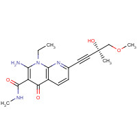 1433953-83-3 2-amino-1-ethyl-7-[(3R)-3-hydroxy-4-methoxy-3-methylbut-1-ynyl]-N-methyl-4-oxo-1,8-naphthyridine-3-carboxamide chemical structure