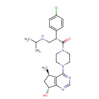 1001264-89-6 (2S)-2-(4-chlorophenyl)-1-[4-[(5R,7R)-7-hydroxy-5-methyl-6,7-dihydro-5H-cyclopenta[d]pyrimidin-4-yl]piperazin-1-yl]-3-(propan-2-ylamino)propan-1-one chemical structure