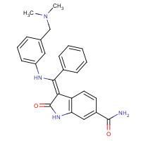 334949-59-6 (3Z)-3-[[3-[(dimethylamino)methyl]anilino]-phenylmethylidene]-2-oxo-1H-indole-6-carboxamide chemical structure