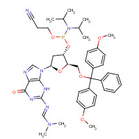 330628-04-1 N'-[9-[(2R,4S,5R)-5-[[bis(4-methoxyphenyl)-phenylmethoxy]methyl]-4-[2-cyanoethoxy-[di(propan-2-yl)amino]phosphanyl]oxyoxolan-2-yl]-6-oxo-3H-purin-2-yl]-N,N-dimethylmethanimidamide chemical structure