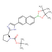 1228552-26-8 tert-butyl (2S)-2-[5-[6-(4,4,5,5-tetramethyl-1,3,2-dioxaborolan-2-yl)naphthalen-2-yl]-1H-imidazol-2-yl]pyrrolidine-1-carboxylate chemical structure