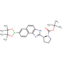 1309945-27-4 tert-butyl (2S)-2-[7-(4,4,5,5-tetramethyl-1,3,2-dioxaborolan-2-yl)-3H-benzo[e]benzimidazol-2-yl]pyrrolidine-1-carboxylate chemical structure