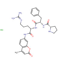 115918-56-4 (2S)-N-[(2S)-1-[[(2S)-5-(diaminomethylideneamino)-1-[(4-methyl-2-oxochromen-7-yl)amino]-1-oxopentan-2-yl]amino]-1-oxo-3-phenylpropan-2-yl]pyrrolidine-2-carboxamide;hydrochloride chemical structure