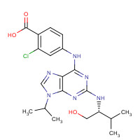 212844-54-7 2-chloro-4-[[2-[[(2R)-1-hydroxy-3-methylbutan-2-yl]amino]-9-propan-2-ylpurin-6-yl]amino]benzoic acid chemical structure