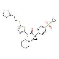 1234703-40-2 (1R,2S)-2-cyclohexyl-1-(4-cyclopropylsulfonylphenyl)-N-[5-(2-pyrrolidin-1-ylethylsulfanyl)-1,3-thiazol-2-yl]cyclopropane-1-carboxamide chemical structure