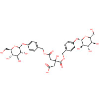174972-79-3 3-hydroxy-5-oxo-5-[[4-[(2S,3R,4S,5S,6R)-3,4,5-trihydroxy-6-(hydroxymethyl)oxan-2-yl]oxyphenyl]methoxy]-3-[[4-[(2S,3R,4S,5S,6R)-3,4,5-trihydroxy-6-(hydroxymethyl)oxan-2-yl]oxyphenyl]methoxycarbonyl]pentanoic acid chemical structure