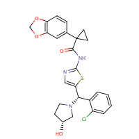 926664-32-6 1-(1,3-benzodioxol-5-yl)-N-[5-[(S)-(2-chlorophenyl)-[(3R)-3-hydroxypyrrolidin-1-yl]methyl]-1,3-thiazol-2-yl]cyclopropane-1-carboxamide chemical structure