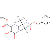 1100750-73-9 methyl 2-[1,1,1,3,3,3-hexadeuterio-2-(phenylmethoxycarbonylamino)propan-2-yl]-5-hydroxy-4-oxo-1H-pyrimidine-6-carboxylate chemical structure