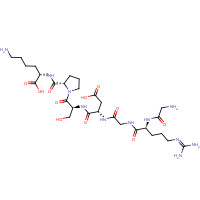 111119-28-9 (2S)-6-amino-2-[[(2S)-1-[(2S)-2-[[(2S)-2-[[2-[[(2S)-2-[(2-aminoacetyl)amino]-5-(diaminomethylideneamino)pentanoyl]amino]acetyl]amino]-3-carboxypropanoyl]amino]-3-hydroxypropanoyl]pyrrolidine-2-carbonyl]amino]hexanoic acid chemical structure