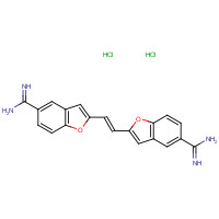 71431-30-6 2-[(E)-2-(5-carbamimidoyl-1-benzofuran-2-yl)ethenyl]-1-benzofuran-5-carboximidamide;dihydrochloride chemical structure