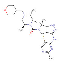 1046787-18-1 [(2S,5R)-2,5-dimethyl-4-(oxan-4-ylmethyl)piperazin-1-yl]-[3-[(5-fluoro-2-methylpyrimidin-4-yl)amino]-6,6-dimethyl-1,4-dihydropyrrolo[3,4-c]pyrazol-5-yl]methanone chemical structure