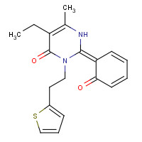 938179-12-5 (2Z)-5-ethyl-6-methyl-2-(6-oxocyclohexa-2,4-dien-1-ylidene)-3-(2-thiophen-2-ylethyl)-1H-pyrimidin-4-one chemical structure