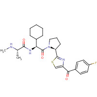 1005342-46-0 (2S)-N-[(1S)-1-cyclohexyl-2-[(2S)-2-[4-(4-fluorobenzoyl)-1,3-thiazol-2-yl]pyrrolidin-1-yl]-2-oxoethyl]-2-(methylamino)propanamide chemical structure