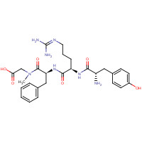 90549-86-3 2-[[(2S)-2-[[(2R)-2-[[(2S)-2-amino-3-(4-hydroxyphenyl)propanoyl]amino]-5-(diaminomethylideneamino)pentanoyl]amino]-3-phenylpropanoyl]-methylamino]acetic acid chemical structure