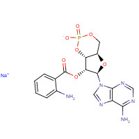 142702-29-2 sodium;[(4aR,6R,7R,7aR)-6-(6-aminopurin-9-yl)-2-oxido-2-oxo-4a,6,7,7a-tetrahydro-4H-furo[3,2-d][1,3,2]dioxaphosphinin-7-yl] 2-aminobenzoate chemical structure