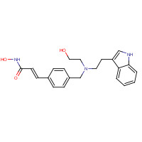 404951-53-7 (E)-N-hydroxy-3-[4-[[2-hydroxyethyl-[2-(1H-indol-3-yl)ethyl]amino]methyl]phenyl]prop-2-enamide chemical structure