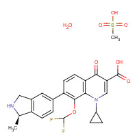 223652-90-2 1-cyclopropyl-8-(difluoromethoxy)-7-[(1R)-1-methyl-2,3-dihydro-1H-isoindol-5-yl]-4-oxoquinoline-3-carboxylic acid;methanesulfonic acid;hydrate chemical structure