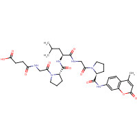 72698-36-3 4-[[2-[(2S)-2-[[(2S)-4-methyl-1-[[2-[(2S)-2-[(4-methyl-2-oxochromen-7-yl)carbamoyl]pyrrolidin-1-yl]-2-oxoethyl]amino]-1-oxopentan-2-yl]carbamoyl]pyrrolidin-1-yl]-2-oxoethyl]amino]-4-oxobutanoic acid chemical structure