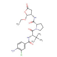 273404-37-8 (2S)-1-[(2S)-2-[(4-amino-3-chlorobenzoyl)amino]-3,3-dimethylbutanoyl]-N-[(2R,3S)-2-ethoxy-5-oxooxolan-3-yl]pyrrolidine-2-carboxamide chemical structure
