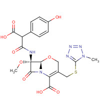 64952-97-2 (6R,7R)-7-[[2-carboxy-2-(4-hydroxyphenyl)acetyl]amino]-7-methoxy-3-[(1-methyltetrazol-5-yl)sulfanylmethyl]-8-oxo-5-oxa-1-azabicyclo[4.2.0]oct-2-ene-2-carboxylic acid chemical structure