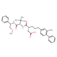 230961-21-4 (3R)-3-[[(2S)-1-[[(1S)-2-methoxy-1-phenylethyl]amino]-3,3-dimethyl-1-oxobutan-2-yl]carbamoyl]-6-(3-methyl-4-phenylphenyl)hexanoic acid chemical structure