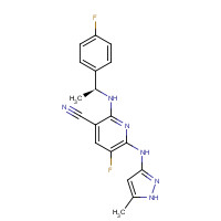 905586-69-8 5-fluoro-2-[[(1S)-1-(4-fluorophenyl)ethyl]amino]-6-[(5-methyl-1H-pyrazol-3-yl)amino]pyridine-3-carbonitrile chemical structure