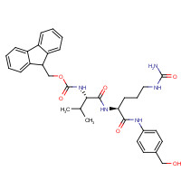 159858-22-7 9H-fluoren-9-ylmethyl N-[(2S)-1-[[(2S)-5-(carbamoylamino)-1-[4-(hydroxymethyl)anilino]-1-oxopentan-2-yl]amino]-3-methyl-1-oxobutan-2-yl]carbamate chemical structure