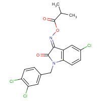 668467-83-2 [(E)-[5-chloro-1-[(3,4-dichlorophenyl)methyl]-2-oxoindol-3-ylidene]amino] 2-methylpropanoate chemical structure