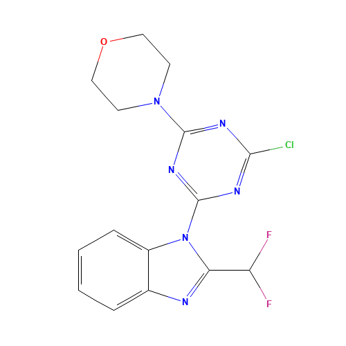 475111-38-7 4-(4-chloro-6-(2-(difluoromethyl)-1H-benzo[d]imidazol-1-yl)-1,3,5-triazin-2-yl)morpholine chemical structure