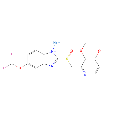 138786-67-1 5-(Difluoromethoxy)-2-(((3,4-dimethoxy-2-pyridinyl)methyl) sulfinyl)-1H-benzimidazole sodium chemical structure
