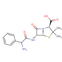 69-53-4 (2S,5R,6R)-6-[(R)-2-Amino-2-phenylacetamido]-3,3-dimethyl-7-oxo-4-thia-1-azabicyclo[3.2.0]heptane-2-carboxylic acid chemical structure
