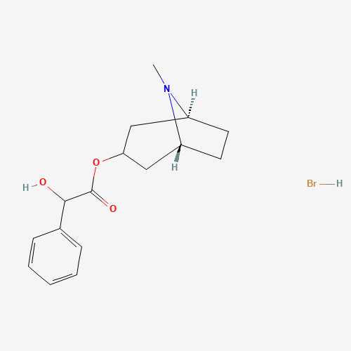 51-56-9 alpha-Hydroxybenzeneacetic acid 8-methyl-8-azabicyclo[3.2.1]oct-3-yl ester hydrobromide chemical structure