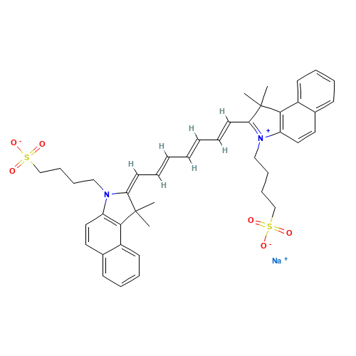 3599-32-4 Sodium 2-(7-(3,3-dimethyl-1-(4-sulfonatobutyl)benz(e)indolin-2-ylidene)hepta-1,3,5-trien-1-yl)-3,3-dimethyl-1-(4-sulfonatobutyl)benz[e]indolinium chemical structure