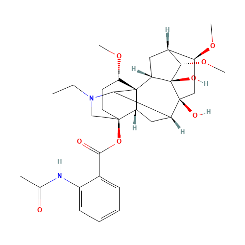 32854-75-4 (1a,14a,16b)-20-Ethyl-1,14,16-trimethoxyaconitane-4,8,9-triol 4-(2-acetylamino)benzoate) chemical structure