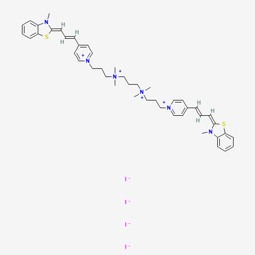 169454-17-5 2-((E)-3-[1-(3-[[3-(DIMETHYL(3-[4-[(E)-3-(3-METHYL-1,3-BENZOTHIAZOL-3-IUM-2-YL)-2-PROPENYLIDENE]-1(4H)-PYRIDINYL]PROPYL)AMMONIO)PROPYL](DIMETHYL)AMMONIO]PROPYL)-4(1H)-PYRIDINYLIDENE]-1-PROPENYL)-3-METHYL-1,3-BENZOTHIAZOL-3-IUM TETRAIODIDE chemical structure
