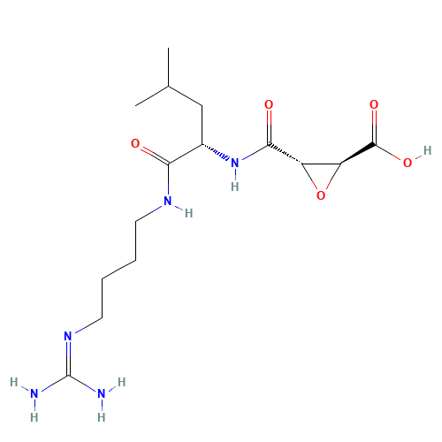 66701-25-5 (L-3-TRANS-CARBOXYOXIRANE-2-CARBONYL)-L-LEUCYLAGMATINE HEMIHYDRATE chemical structure