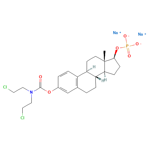 52205-73-9 (17-beta)-Estra-1,3,5(10)-triene-3,17-diol 3-(bis(2-chloroethyl)carbamate) 17-(dihydrogenphosphate) disodium salt chemical structure