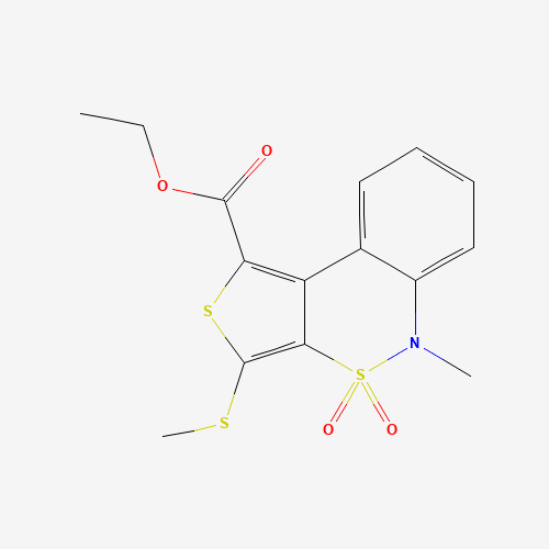175276-42-3 ETHYL 5-METHYL-3-(METHYLTHIO)-4,4-DIOXO-4,5-DIHYDRO-4LAMBDA6-BENZO[C]THIENO[3,4-E][1,2]THIAZINE-1-CARBOXYLATE chemical structure