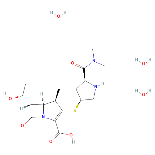 119478-56-7 (4R,5S,6S)-3-[[(3S,5S)-5-(Dimethylcarbamoyl)pyrrolidin-3-yl]thio]-6-[(1R)-1-hydroxyethyl]-4-methyl-7-oxo-1-azabicyclo[3.2.0]hept-2-ene-2-carboxylic acid chemical structure