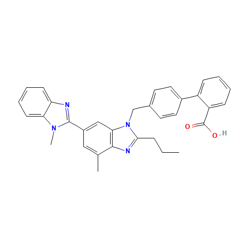144701-48-4 4'-[[1,4'-Dimethyl-2'-propyl(2,6'-bi-1H-benzimidazol)-1'-yl]-methyl]-1,1'-biphenyl-2-carboxylic acid 1,1-dimethylethyl ester chemical structure
