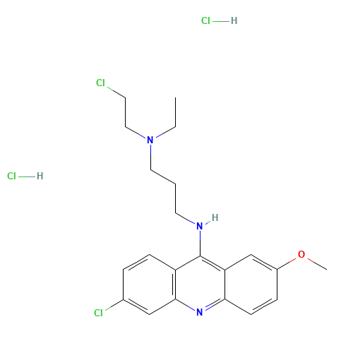 146-59-8 6-CHLORO-9-[3-N-(2-CHLOROETHYL)ETHYLAMINO]PROPYLAMINO-2-METHOXYACRIDINE DIHYDROCHLORIDE chemical structure