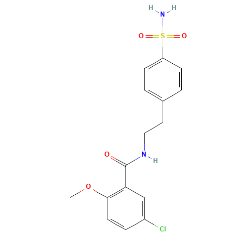 16673-34-0 4-(2-(5-Chloro-2-methoxybenzamido)ethyl)benzenesulfamide chemical structure