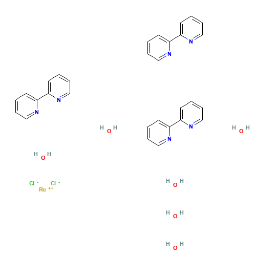 50525-27-4 TRIS(2,2'-BIPYRIDYL)RUTHENIUM(II) CHLORIDE HEXAHYDRATE chemical structure