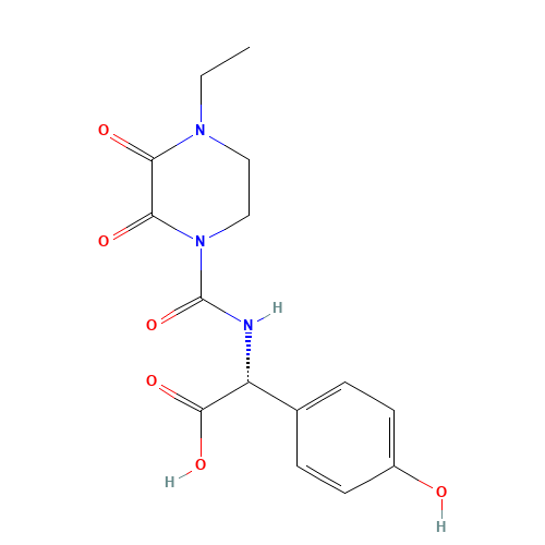62893-24-7 (2R)-2-[(4-Ethyl-2,3-dioxopiperazinyl)carbonylamino]-2-(4-hydroxyphenyl)acetic acid chemical structure