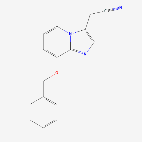 76081-98-6 2-METHYL-8-(PHENYLMETHOXY)IMIDAZO[1,2-A]PYRIDINE-3-ACETONITRILE chemical structure