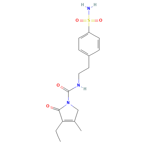 119018-29-0 4-[2-[(3-Ethyl-4-methyl-2-oxo-3-pyrrolin-1-yl)carboxamido]ethyl]benzenesulfonamide chemical structure
