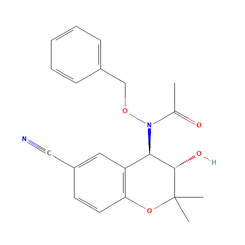 127408-30-4 N-[(3S,4R)-6-CYANO-3,4-DIHYDRO-3-HYDROXY-2,2-DIMETHYL-2H-1-BENZOPYRAN-4-YL]-N-(PHENYLMETHOXY)ACETAMIDE chemical structure