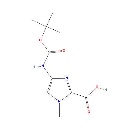 128293-64-1 4-TERT-BUTOXYCARBONYLAMINO-1-METHYL-1H-IMIDAZOLE-2-CARBOXYLIC ACID chemical structure