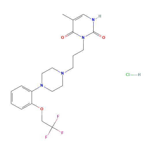 232953-52-5 5-METHYL-3-[3-[3-[4-[2-(2,2,2-TRIFLUOROETHOXY)PHENYL]-1-PIPERAZINYL]PROPYL]-2,4-(1H,3H)-PYRIMIDINEDIONE] HYDROCHLORIDE chemical structure